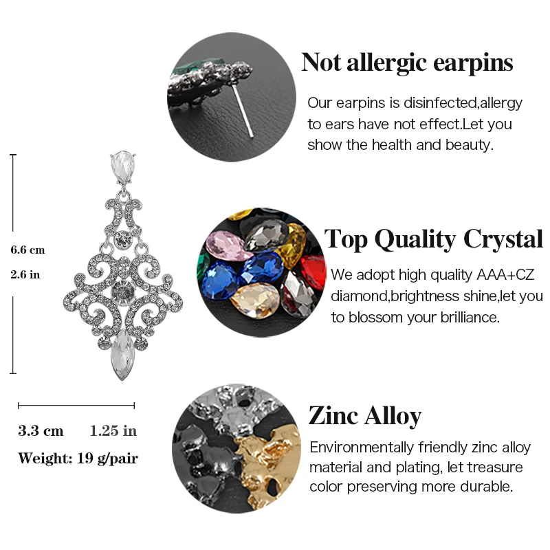 Veyofun Vintage Rhinestone Drop Earrings 2 Color Party Hollow Dangle Earrings Fashion Jewelry for Women Gift New