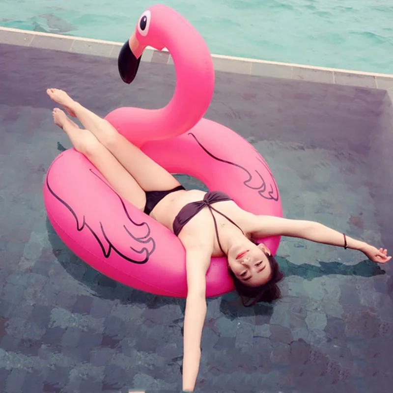 Ins Hot 90/120cm Flamingo Swimming Ring Inflatable Pool Floats Pool Lounge Air Mattres Water Toys for Adults Kids