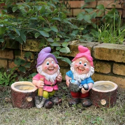 Pastoral Resin Dwarf Flower Pot Accessories Outdoor Garden Ornaments Craft Courtyard Landscape Villa Statue Figurines Decoration