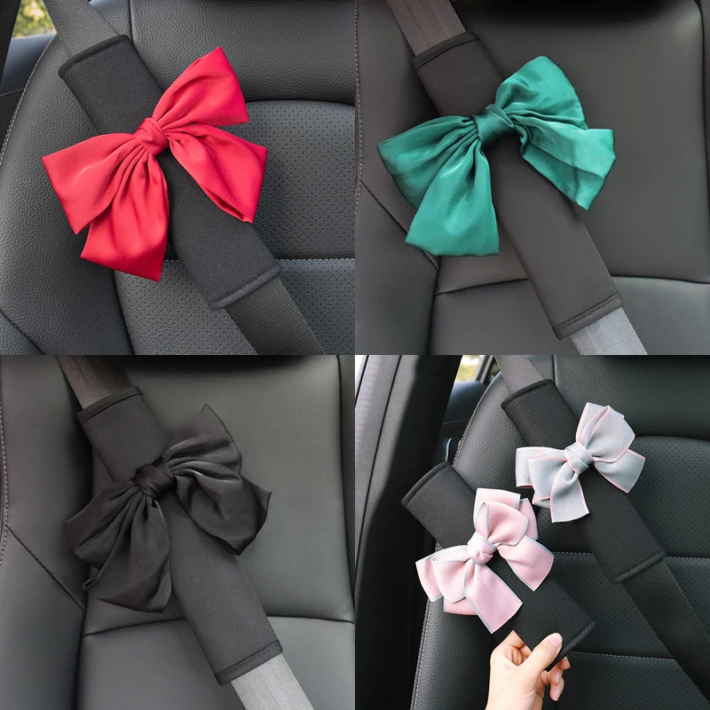 1pc stylizacja Bowknot uniwersalny fotelik samochodowy etui paska oddychająca lodowy jedwab nakładka na pas bezpieczeństwa pasy bezpieczeństwa ochronne akcesoria samochodowe