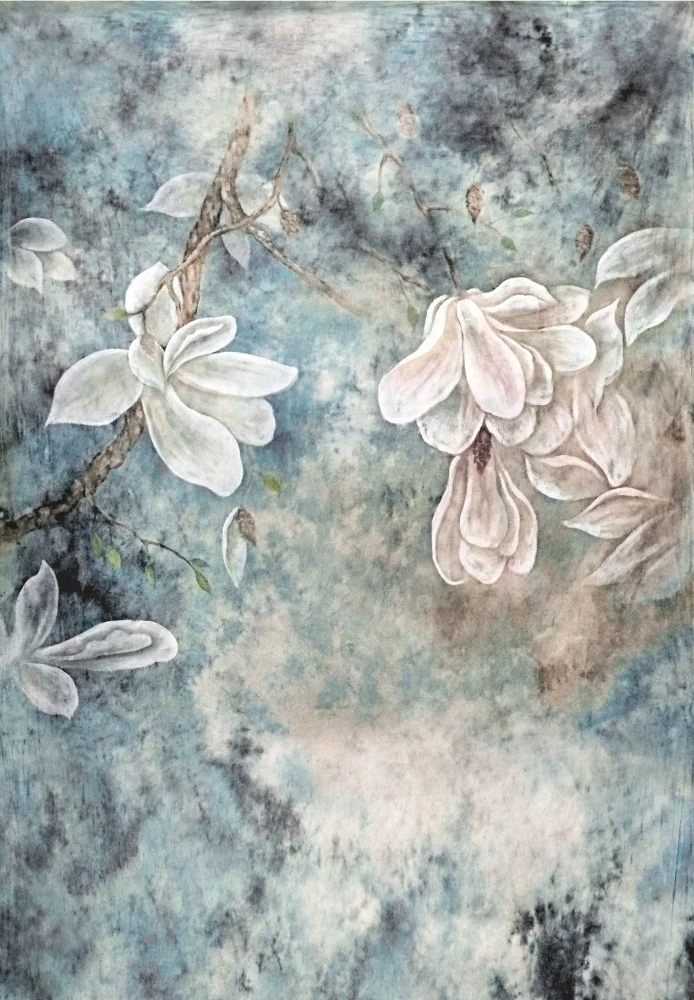 Laeaccoทารกแรกเกิดฤดูใบไม้ผลิสีชมพูดอกไม้สีน้ำภาพรูปแบบภาพฉากหลังภาพพื้นหลังสำหรับPhoto Studio