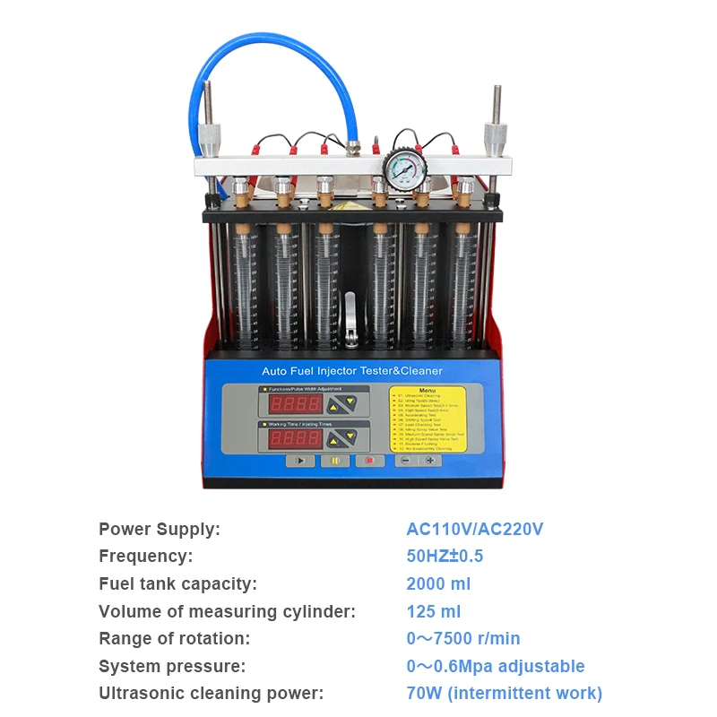 ZL-600 Automobile Ultrasonic Fuel Nozzle Gasoline Tester Cleaning Detector 6 Cylinders