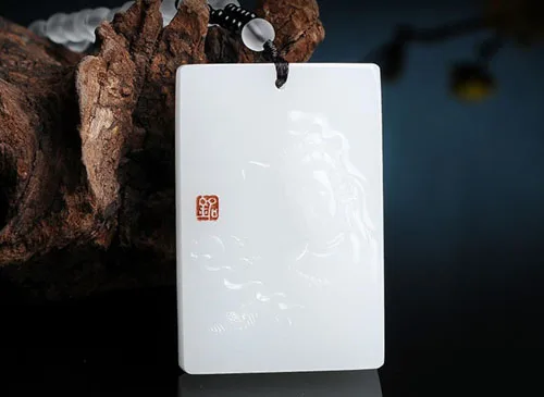 Xinjiang Hetian Yuguanyin pendant for men and women Afghan sheep fat, white jade lotus, Guanyin jade brand Pendant