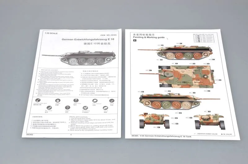 Trompeter 00385 1/35 Maßstab Deutsch E10 E-10 Panzer Zerstörer Kinder militärische Sammlung Spielzeug Kunststoff Montage Gebäude Modell Kit