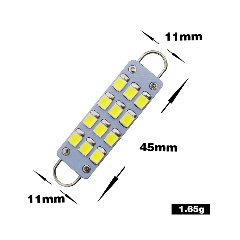 Free Shipping 50pcs  211 212561 562 Led light Rigid Loop Festoon 44mm 12SMD 1210 c5w LED Interior Car Dome Cargo light White