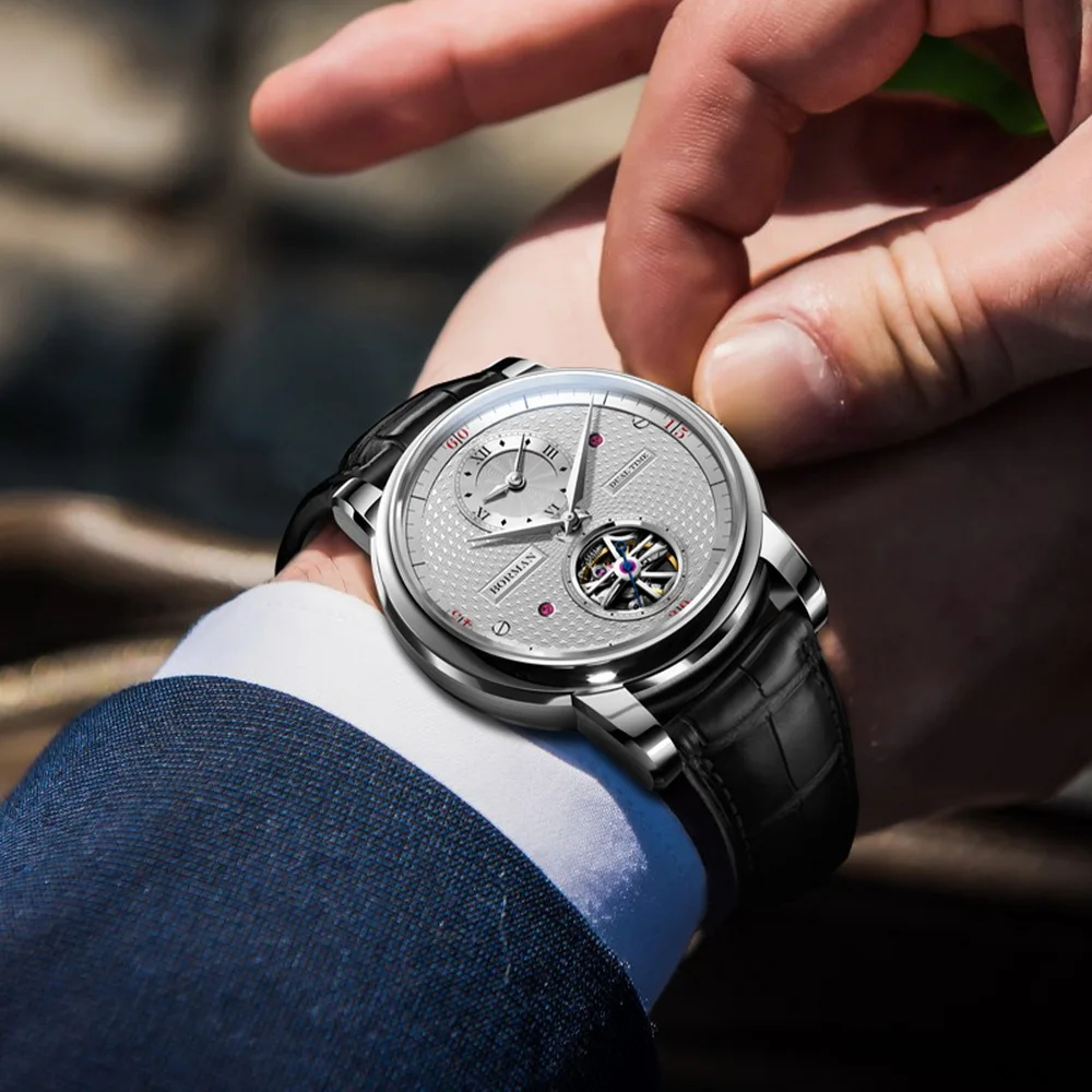 men wrist watch,mens automatic watches BORMAN luxury man mechanical wristwatch waterproof clock skeleton leather strap montre