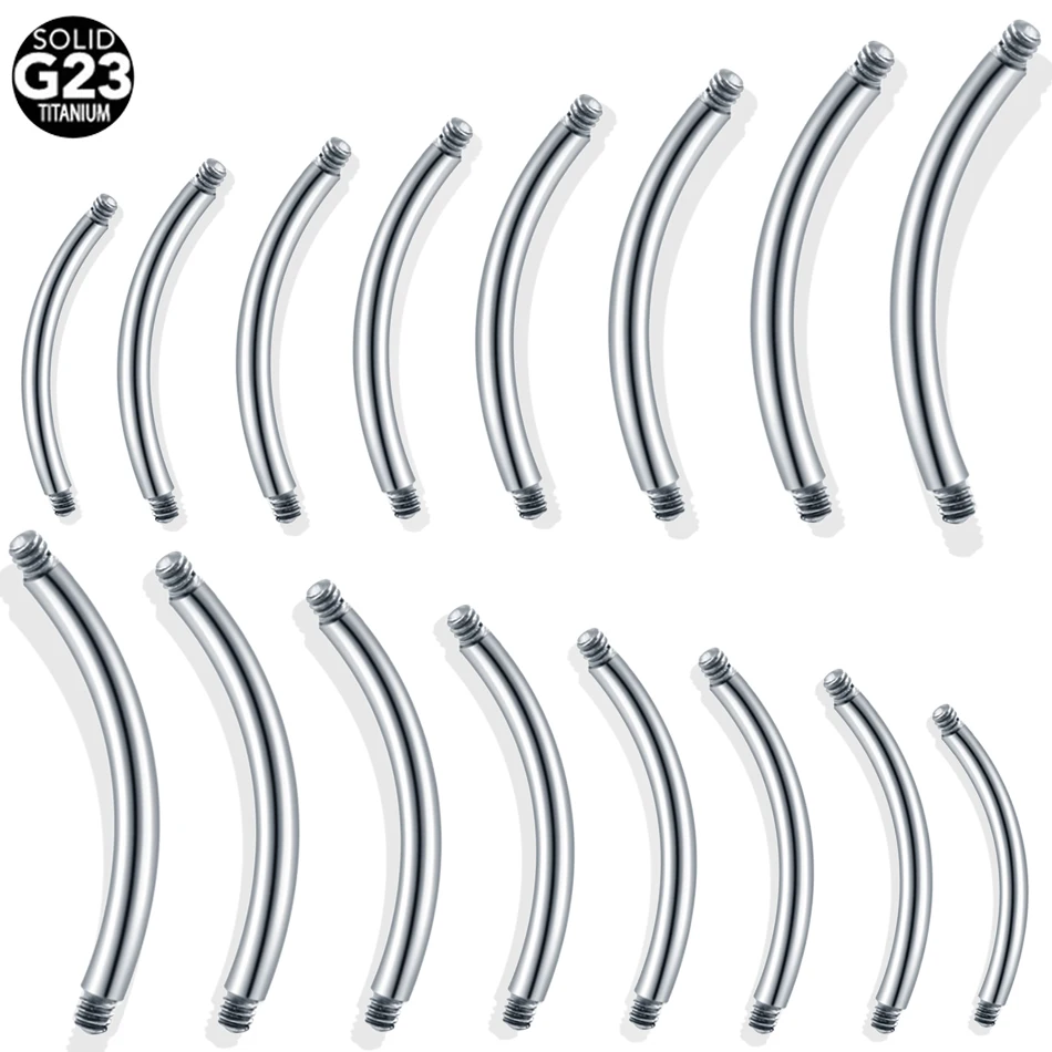 Barra curvada de titanio G23, accesorios para Piercing de ombligo, ceja, 10 y 50 unidades