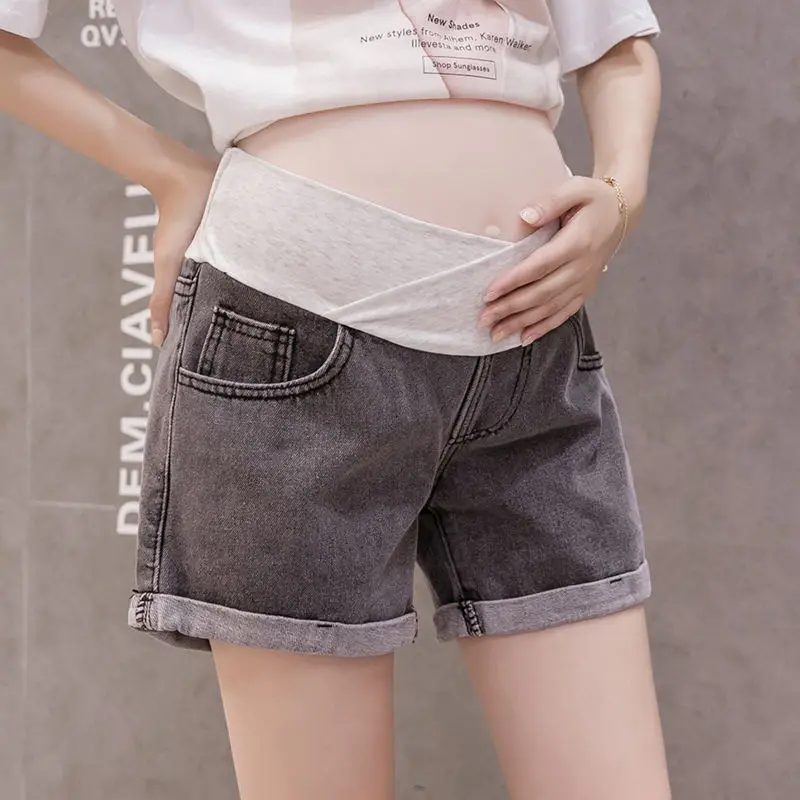 2020 Pregnant Women\'s Shorts Summer Wear Low-waisted Denim Shorts Summer Wear New Spring Loose Pants for Pregnant Women Clothes