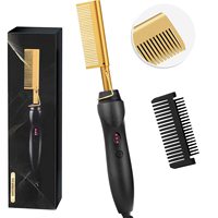 2 in 1 Hot Comb Hair Straightener Fast Heating Straightening And Curling Wet Dry Use Hair Flat Irons 450℉ Heat Hair Press Comb