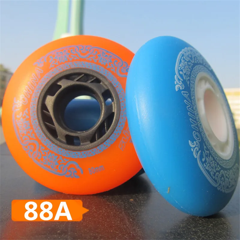 Znane chińskie markowe kółka ślizgowe do przesuwnych łyżworolek, 88A 90A Duro z pomarańczowym niebieskim 80mm 76mm 72mm 4 sztuk/partia — zdjęcie 2