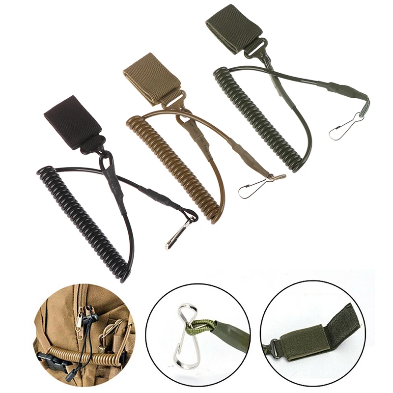 HOT!1PC Adjustable Combat Sling Telescopic Tactical Pistol Hand Gun Secure Lanyard Spring Sling with Magic Tape Belt