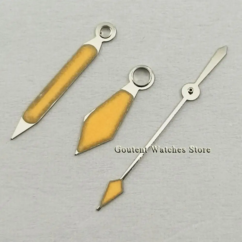 Luminous Watch Hands Silver Orange fit ETA 2836 2824 2834 Movement Watch Needle Watch Parts