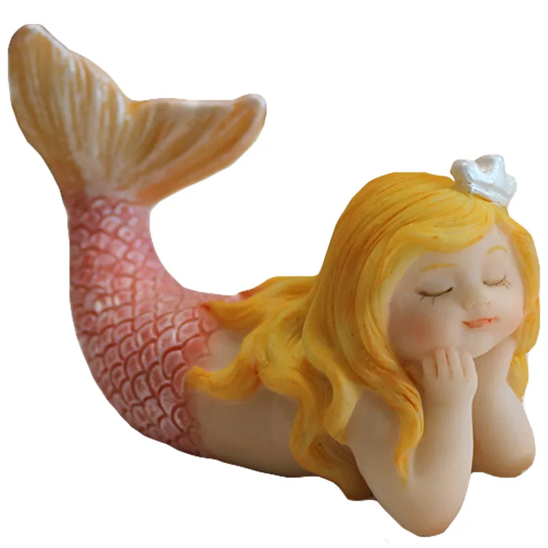 Cute Mermaid Resin Crafts, Creative Animal Figurines, Miniatures Fish Tank Arts, Fairy Garden Desk, Home Decoration Accessories
