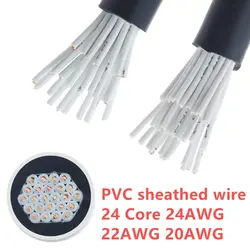 24 Core Multi-core control cable RVV24/22/20/18/17 AWG 1 meter Copper Wire Conductor Electric Cable Black soft sheathed wire