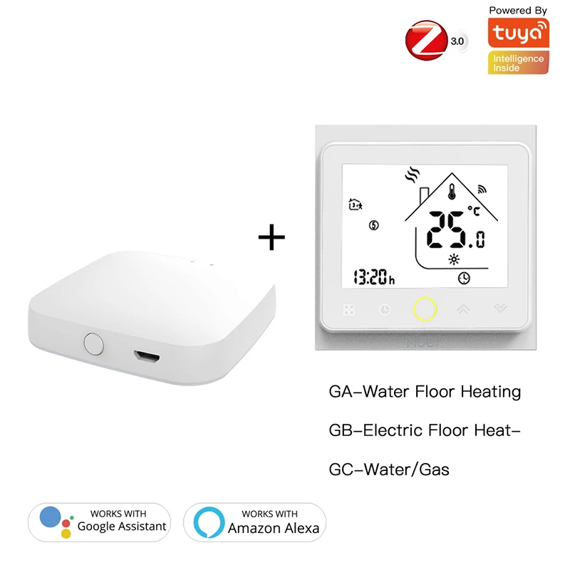 

ZigBee Thermostat Temperature Controller 2MQTT Setup Water/Electric Floor Heating Water/Gas Boiler Compatible With Alexa Google