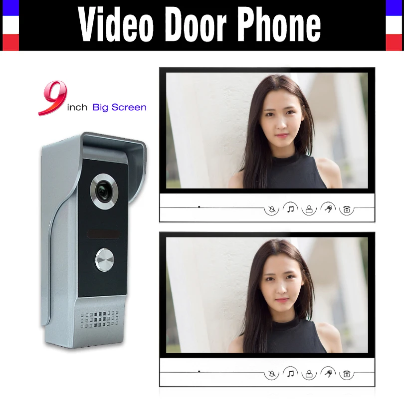 Sistema de videoportero con pantalla grande de 9 pulgadas, kit de intercomunicador para el hogar, system2-Monitor