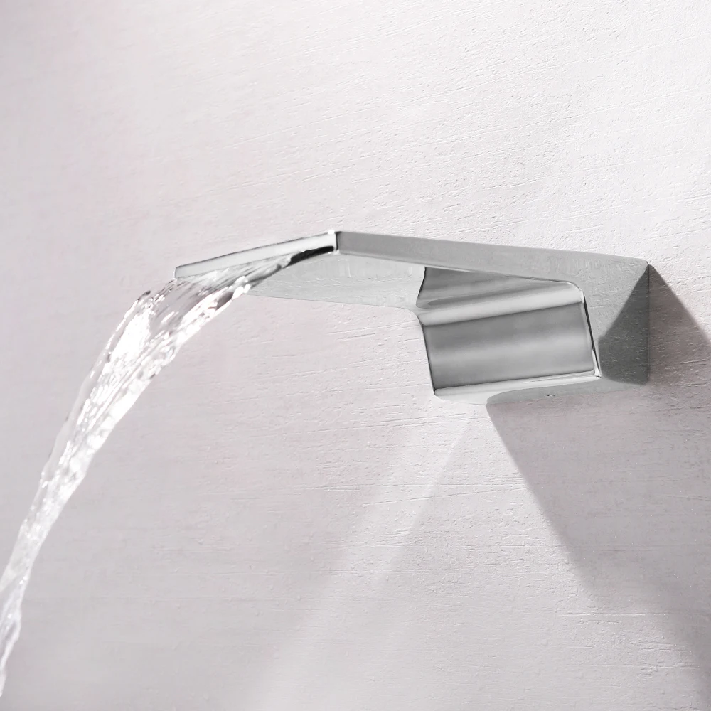 SKOWLL Roman Tub Wall Mount Filler Waterfall Bathtub Faucet Single Handle Bathroom Sink Faucet, Polished Chrome