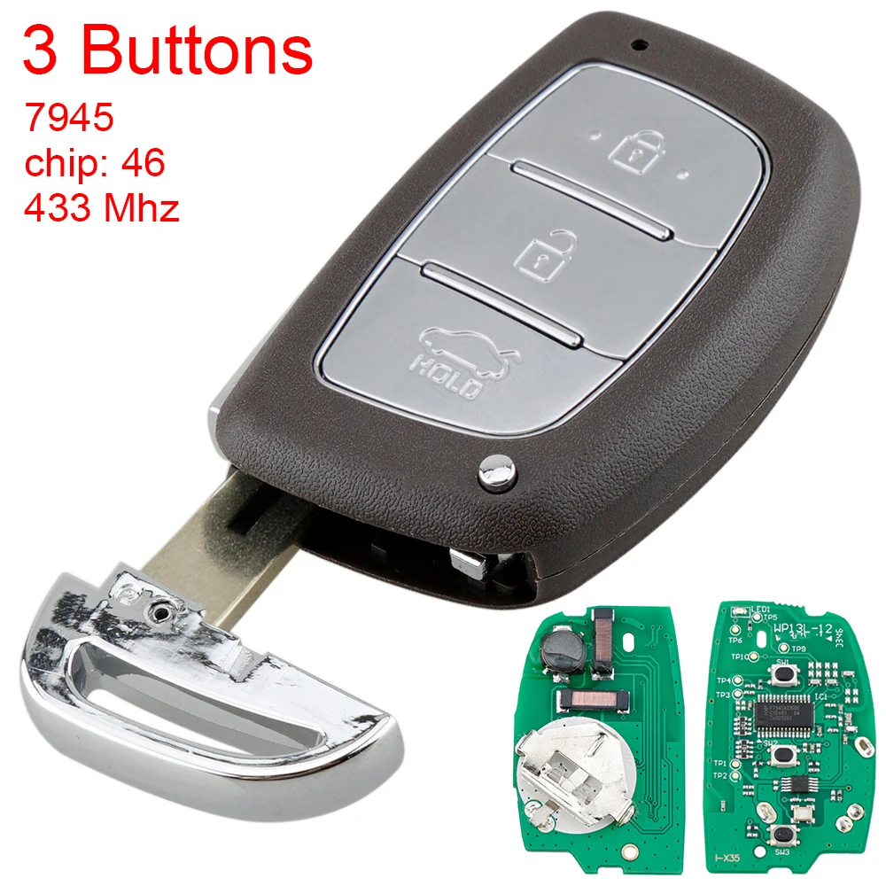 433MHz Keyless Smart Remote Car Key Fob with PCF7945A ID46 CHIP for Hyundai Tucson 2014 2015 2016 Hyundai IX35 2013 2014 2015