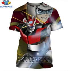 SONSPEE 3D Print Mazinger Z Men's T-Shirts Fashion Japan Streetwear Harajuku Unisex Cartoon Robot Anime Knight Tees Tops Shirt