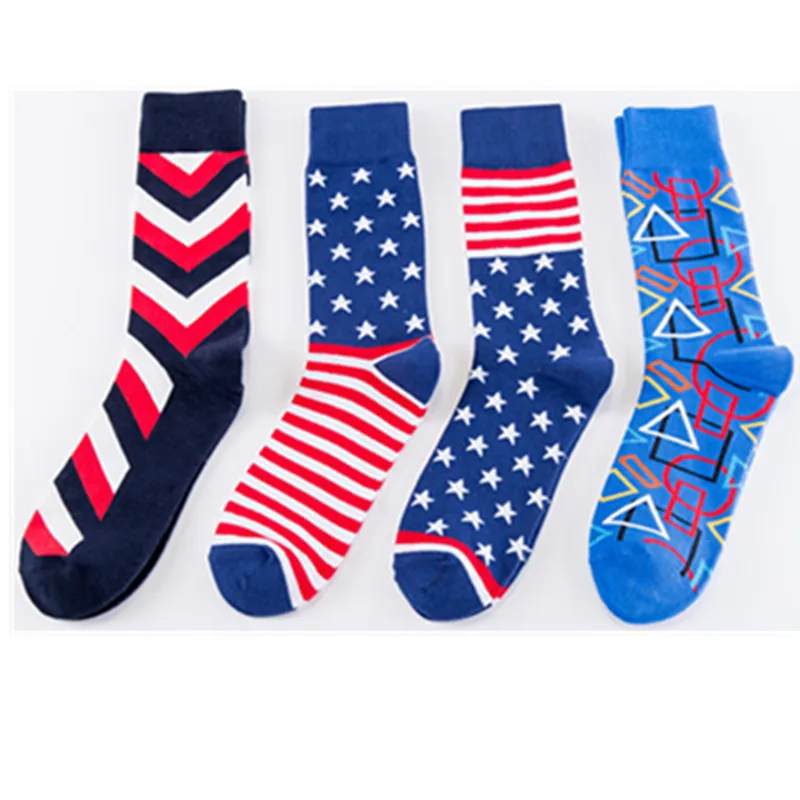 

4 pairs of socks new trend men's socks personality colorful men's and women's socks manufacturers socks wholesale