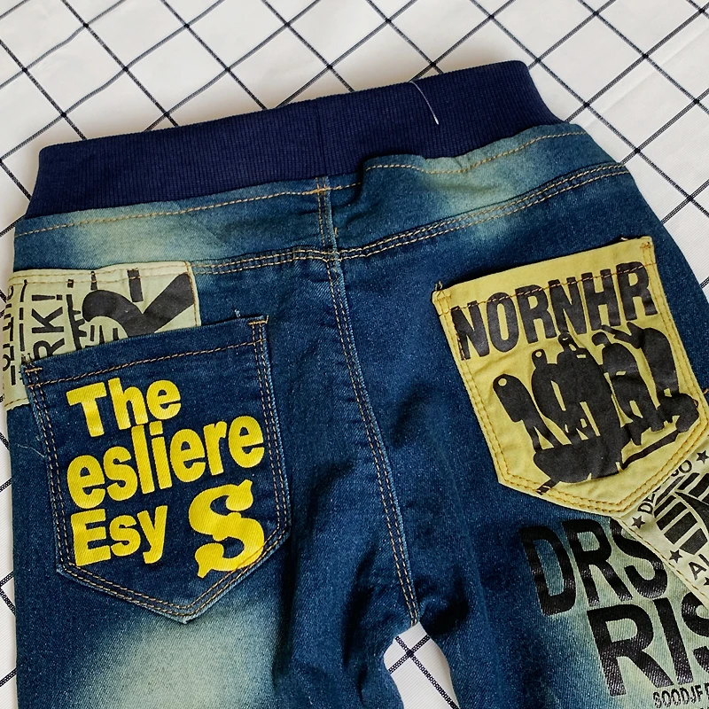 IENENS 5-13Y Boys Slim Straight Jeans Children Denim Long Pants Spring Autumn Wear Kids Casual Trousers