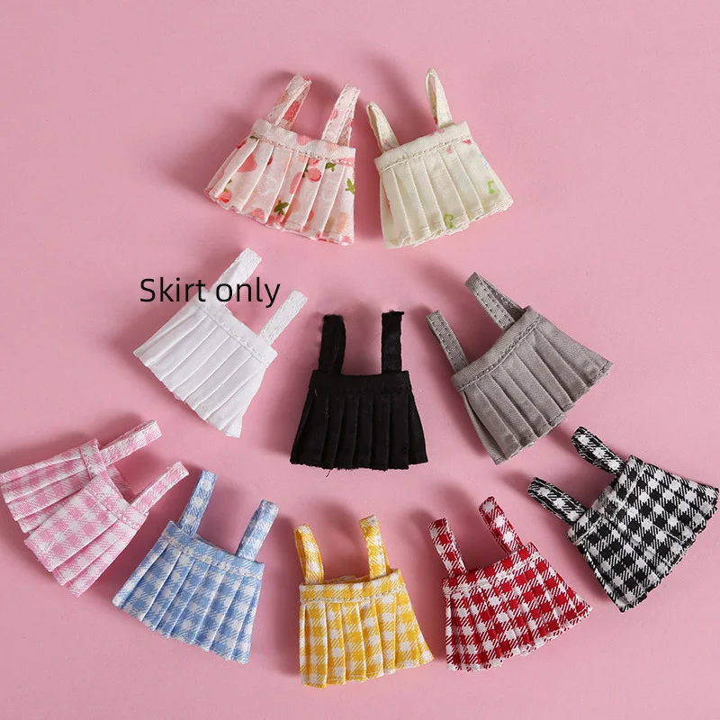 Ob11 doll clothes pleated skirt half skirt 1 / 12bjd doll clothes obitsu11 dress pleated lattice skirt bjd doll clothes Toy