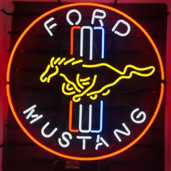 Letrero de luz de neón de vidrio de FORD MUSTANG personalizado, barra de cerveza