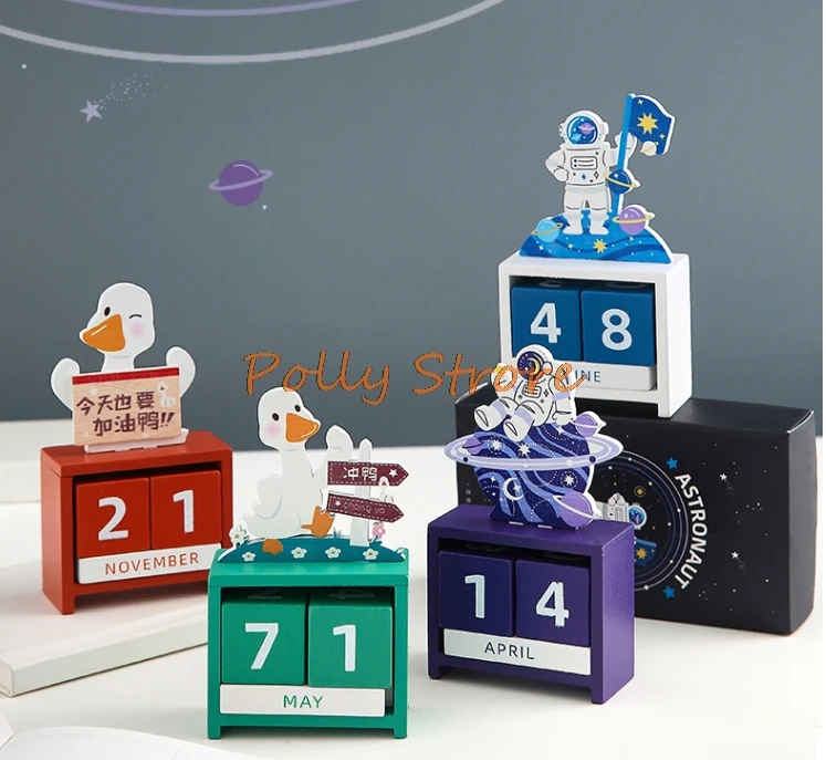 1PC Creative Wooden DIY Calendar Countdown Card Desktop Decoration