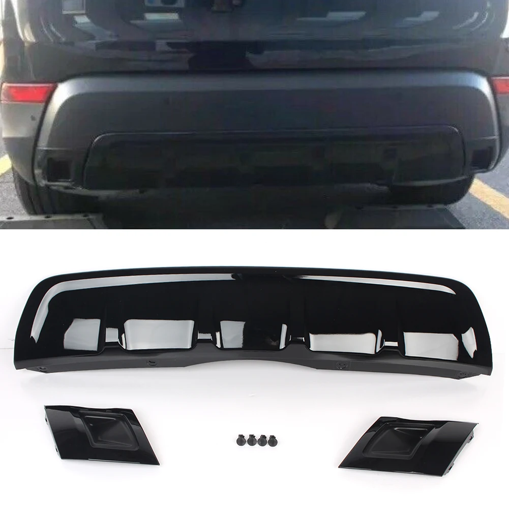 

Car Rear Bumper Protector Lower Skid Plate Trim Cover Set For Land Rover L462 Discovery 5 2017 2018 2019 Gloss Black ABS Plastic