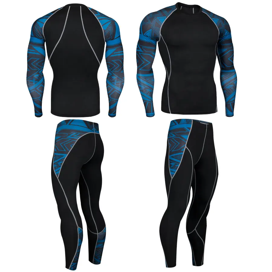 New Men's Training Compression Sport Suit Male Mma Rashguard Body Building Top Fitness Sport Bodybuilding Set