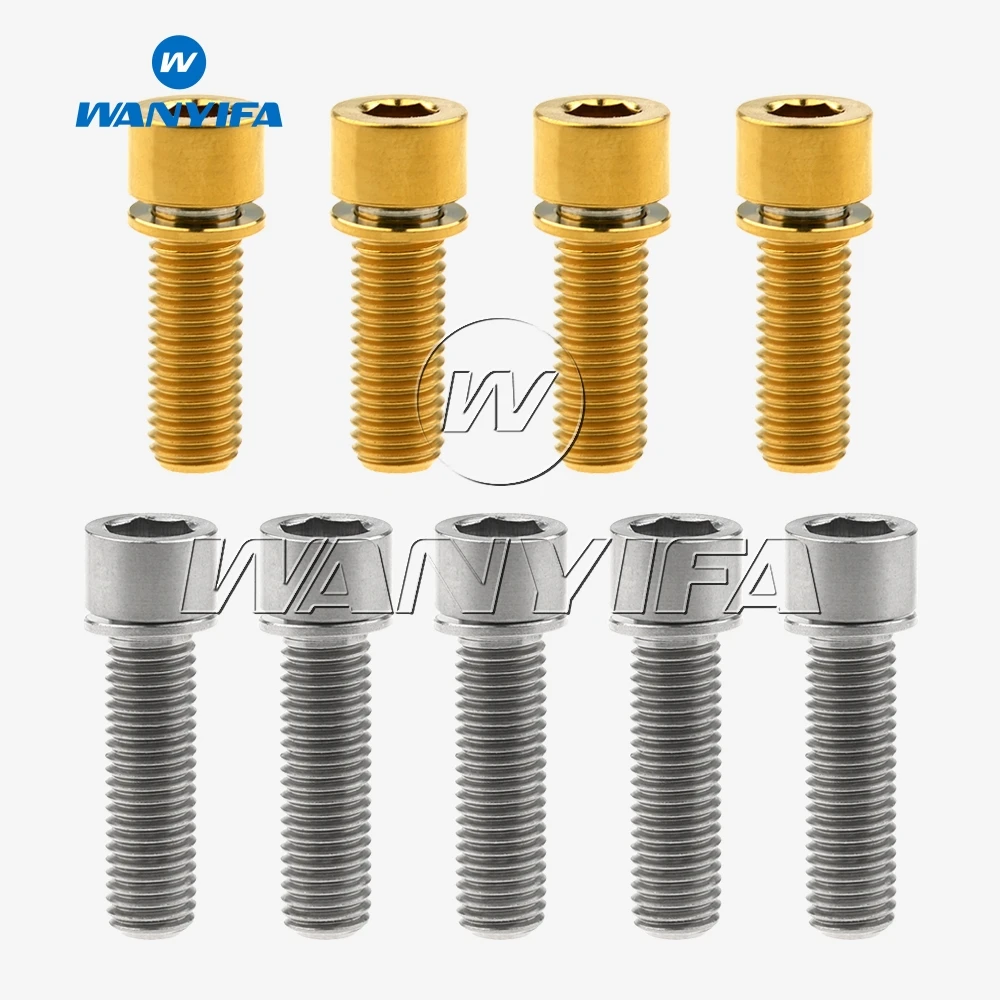 

Wanyifa 4pcs 5pcs Titanium Bolts with washer M7 x 20mm M7 x 25mm for Bicycle Handlebar Stem