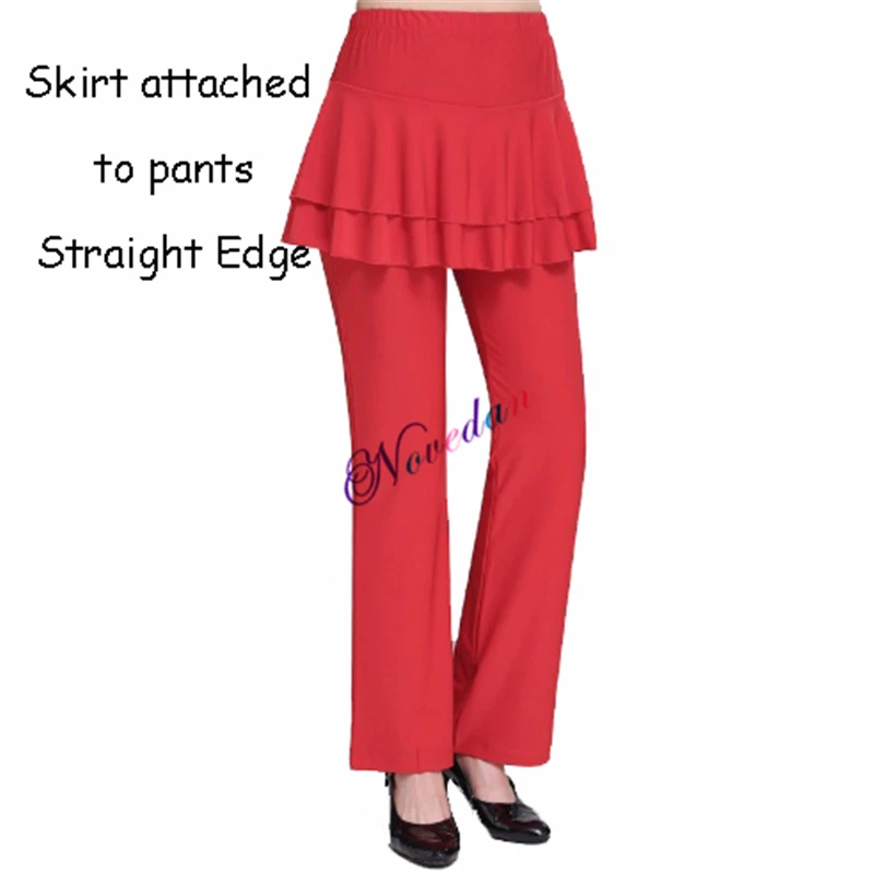 Ballroom Latin Dance Pants Skirt For Women Black White Red Square Dance Pants Adult Cheap Stage Sumba Rumba Salsa Latin Dress