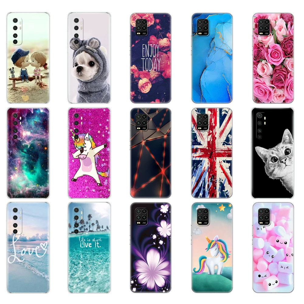 Para xiaomi mi nota 10 lite caso 6.47 "mi 10 lite capa de silicone macio tpu note10 lite telefone volta escudo mi 10 lite amortecedor funda saco