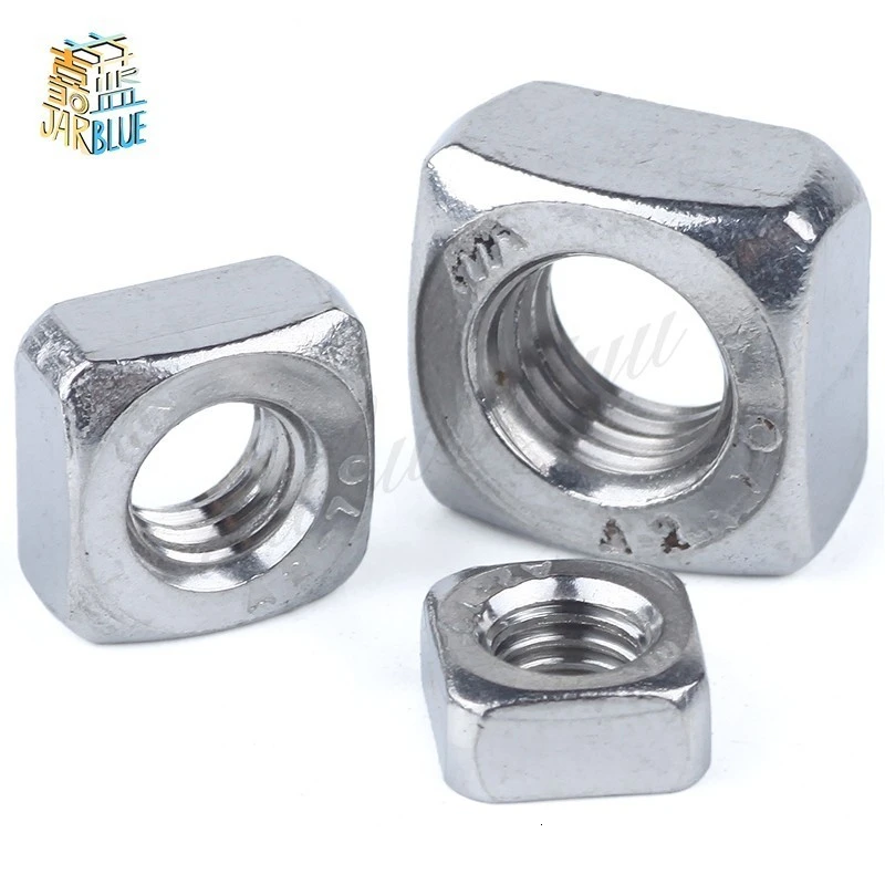 5/50pcs High Quality M3 M4 M5 M6 M8 M10 M12 DIN557 GB39 304 A2-70 Stainless Steel Metric Threaded Square Nut Foursquare Quadrate