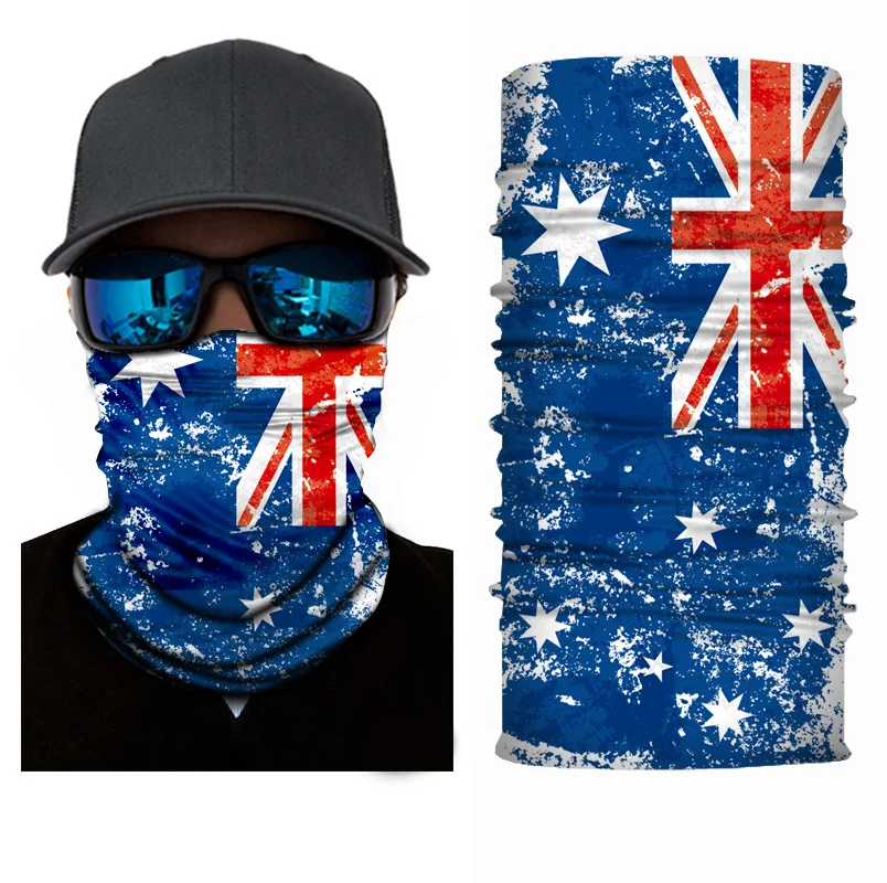 Neck Warmer Cycling Motorcycle Face Bandana National Flag Print Multi Functional Scarf Balaclava Headband Men Women Mask