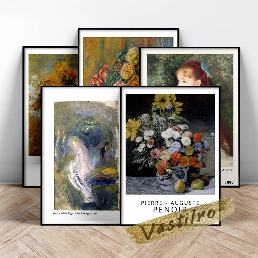 Auguste Renoir Exhibition Museum Poster, Mixed Flowers In An Earthenware Pot Oil Painting, Bouquet Of Chrysanthemums Art Prints