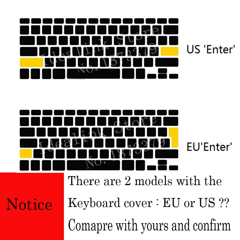 EU US Russian Language Keyboard Skin for Macbook Air 13 Russian Keyboard Cover A1466 Waterproof Keyboard Film Protector