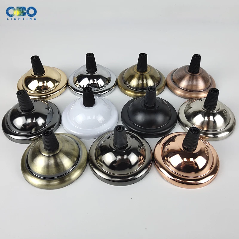 Ceiling Plate Lamp Base DIY Round Iron+ Lock line Black/White/Gold/Silver/  66mm Pendant Lamp Base