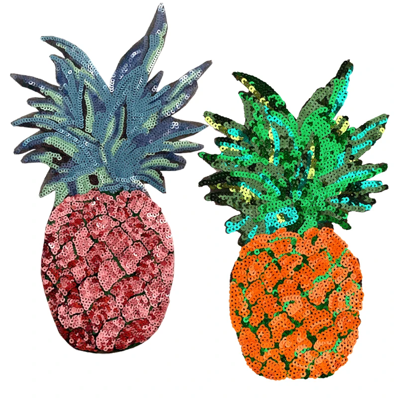 Wholesale Patches Sequins Pineapple embroidery patch Cartoon BadgeS Clothing Accessories Sewing Supplies iron on patches