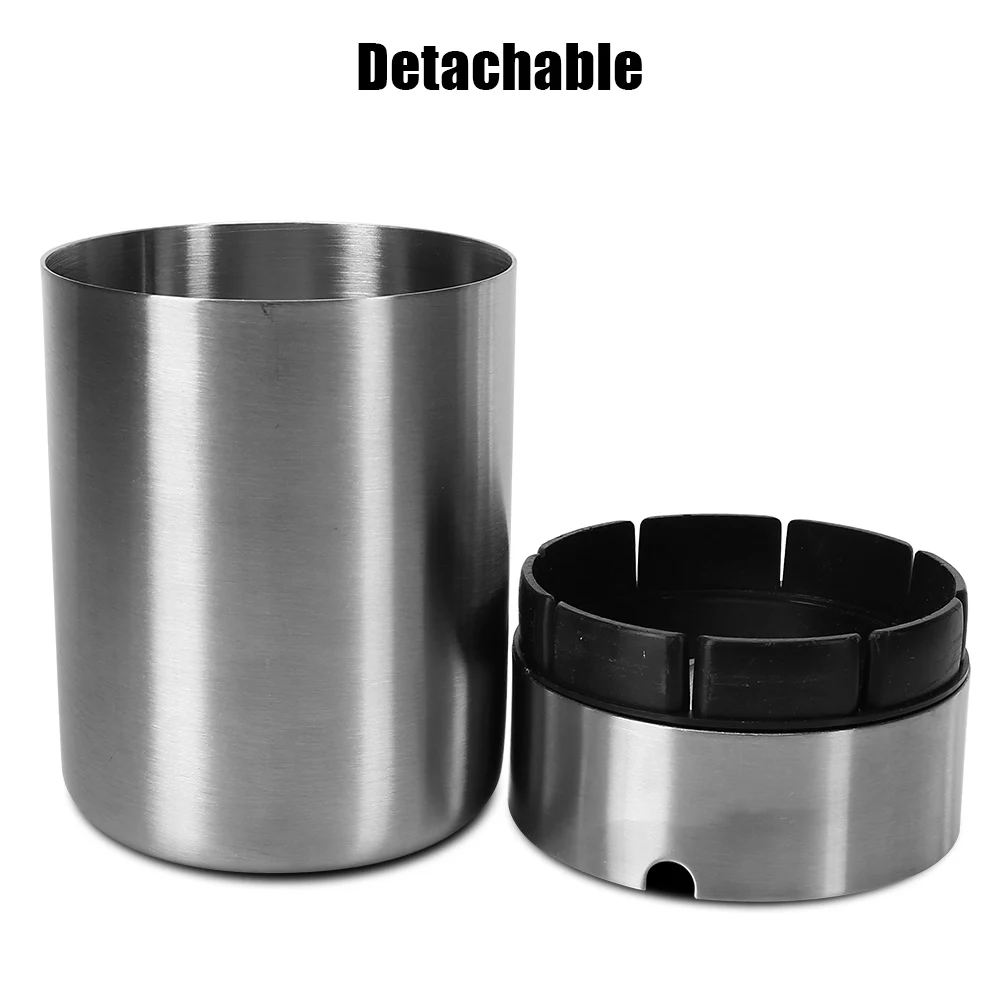 Detachable Creative With Lid Windproof Car Ashtray Home Accessories Stainless Steel Ashtray Smoke Tobacco Ash Holder Container