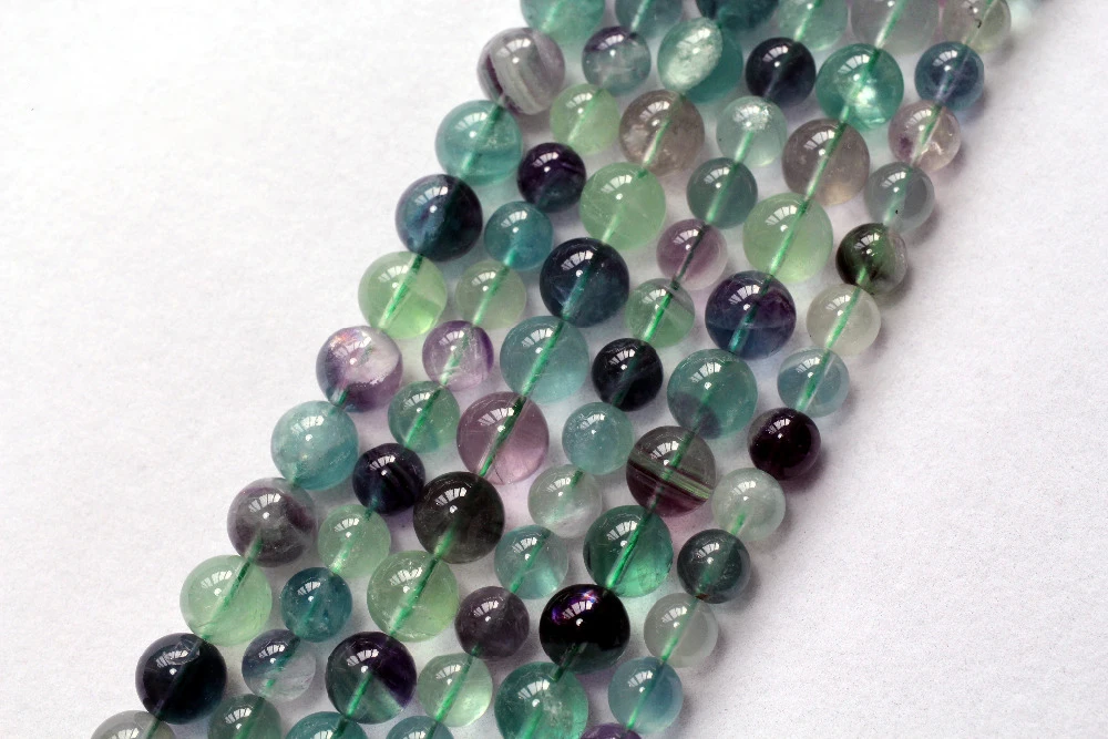 Meihan wholesale Natural 6mm,8mm,10mm,12mm charms colorful fluorite smooth round beads stone for jewelry making design