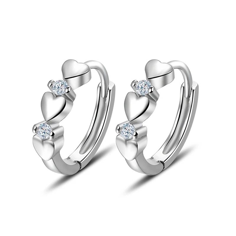 LByzHan 100% veri orecchini in argento Sterling 925 cuore zircone piccoli orecchini per regali gioielli donna