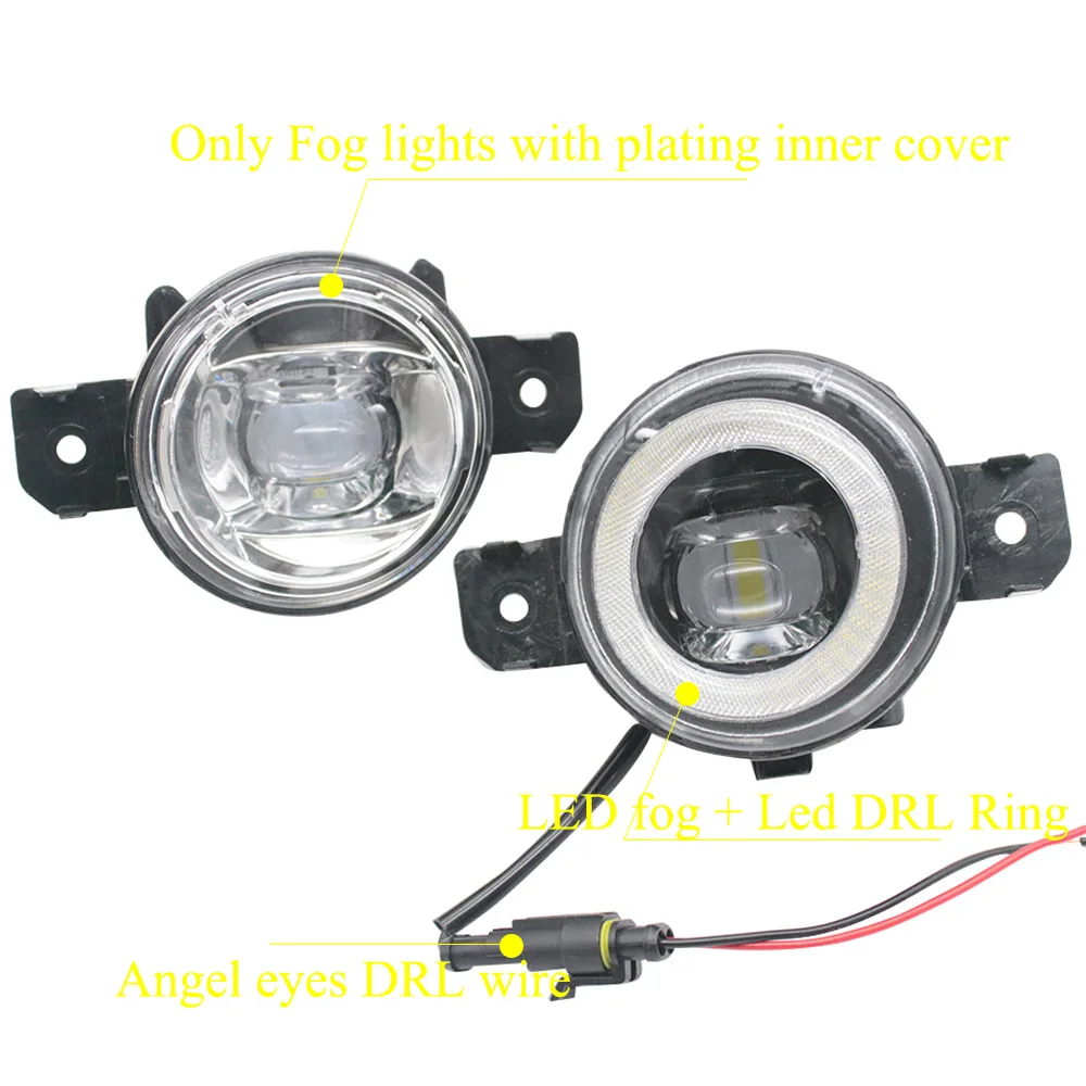 2in1 LED Angel Eye Daytime Running Lights Cut-Line Lens Fog Lights for Opel Movano B 2010 2011 2012 2013 2014 2015 2016-2019