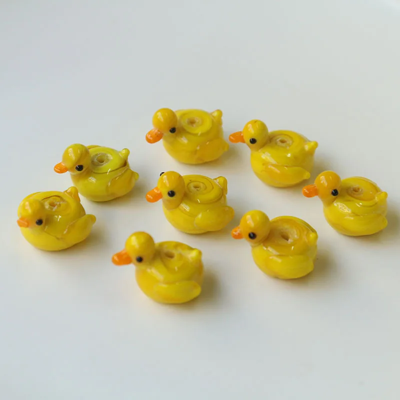 5pcs Handmade Lampwork Duck Shape Beads For Jewelry Making DIY Bracelet Loose Spacer Animal Bead Decor Accessories Size 19x16mm