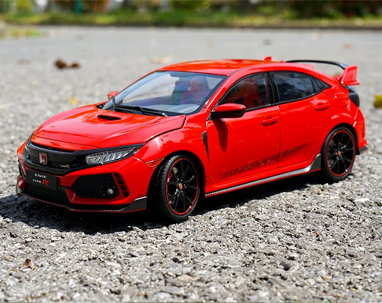 Alloy red/blue toy car model for 1/18 LCD Honda Civic TYPE R FK8 2017 Japanese red sports car scale model miniature