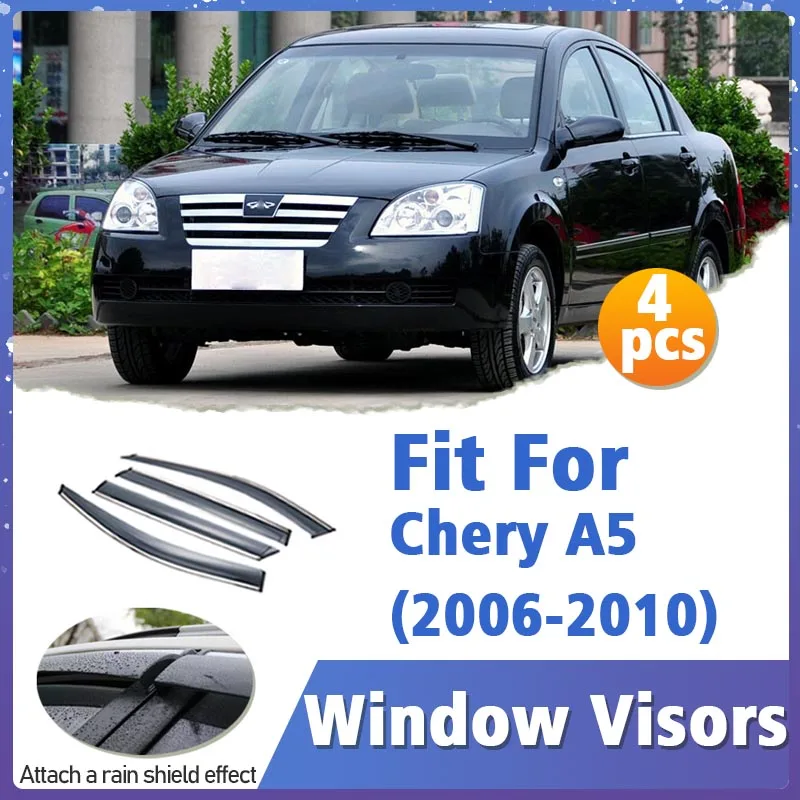 

Window Visor Guard for Chery A5 2006-2010 4pcs Vent Cover Trim Awnings Shelters Protection Sun Rain Deflector Auto Accessories