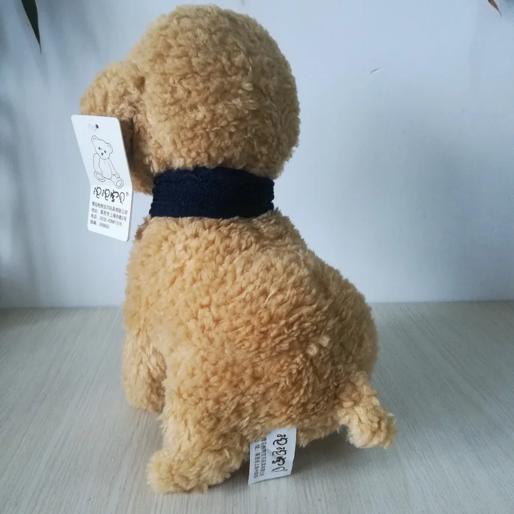 Interrupteur chien accroupi avec écharpe en peluche, jouet doux, poupée, cadeau d'anniversaire, w0ram, environ 32cm, nouveau