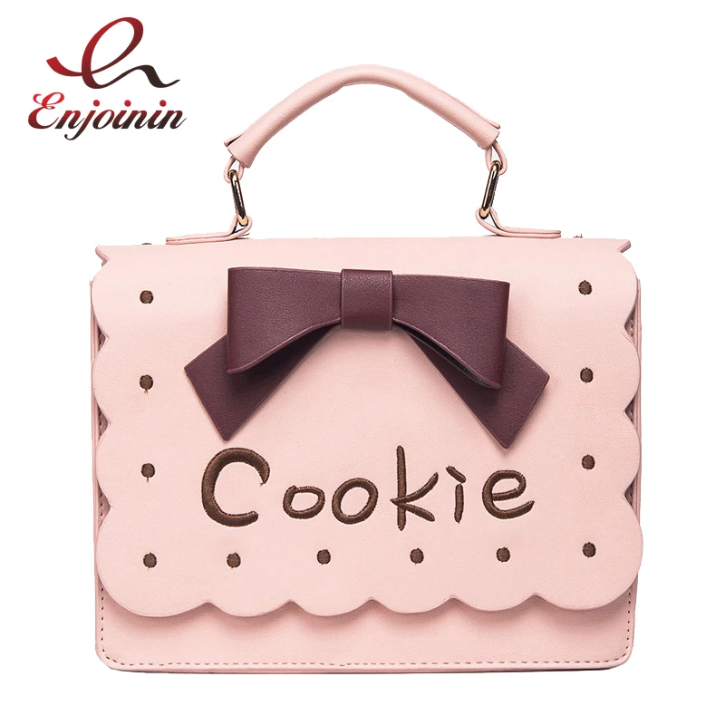 

New arrival bow brace embroidery letter cookie cake ladies handbag shoulder bag female crossbody messenger bag 2 colors