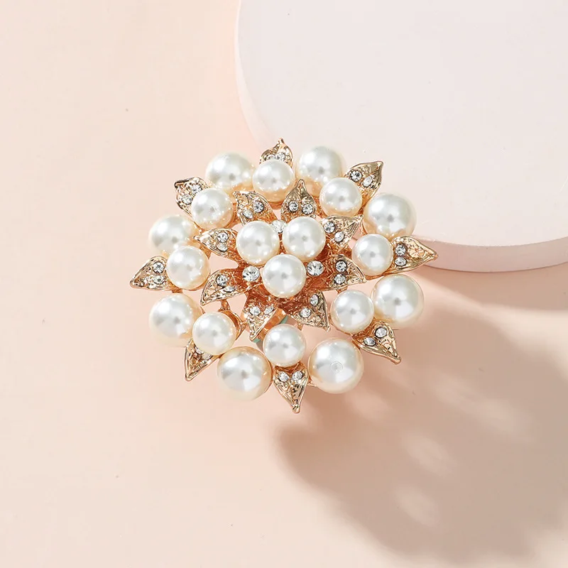 Image 4: Bague perle blanche élégante pour femme, fleur de cristal, accessoires de bijoux, luxe, grande fleur coréenne, bague de fiançailles, cadeau de fête