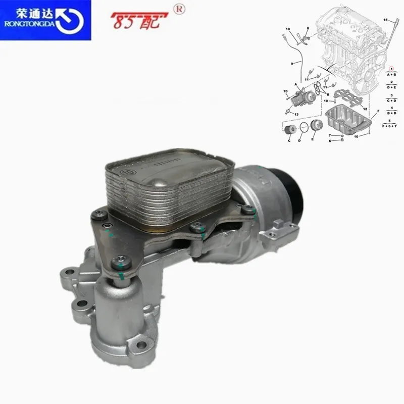 New original engine oil cooler filter housing V864374580 1103T5 1131K8 For Peugeot 308CC 3008 Citroen C4 DS5 MINI 1.6 THP EP6